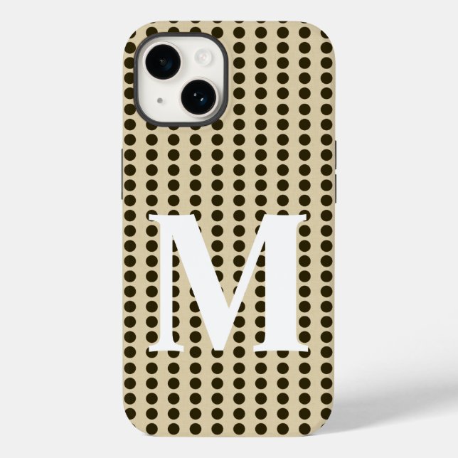 Chocolate Spice Moods Dots with monogram Case-Mate iPhone Case (Back)