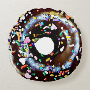 Chocolate Sprinkle Doughnut Double Sided Round Round Cushion