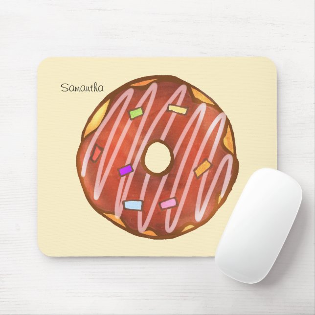 Chocolate Sprinkle doughnut Mouse Mat (With Mouse)