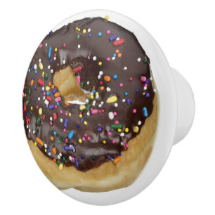 Chocolate Sprinkled Doughnut with Sprinkles Ceramic Knob