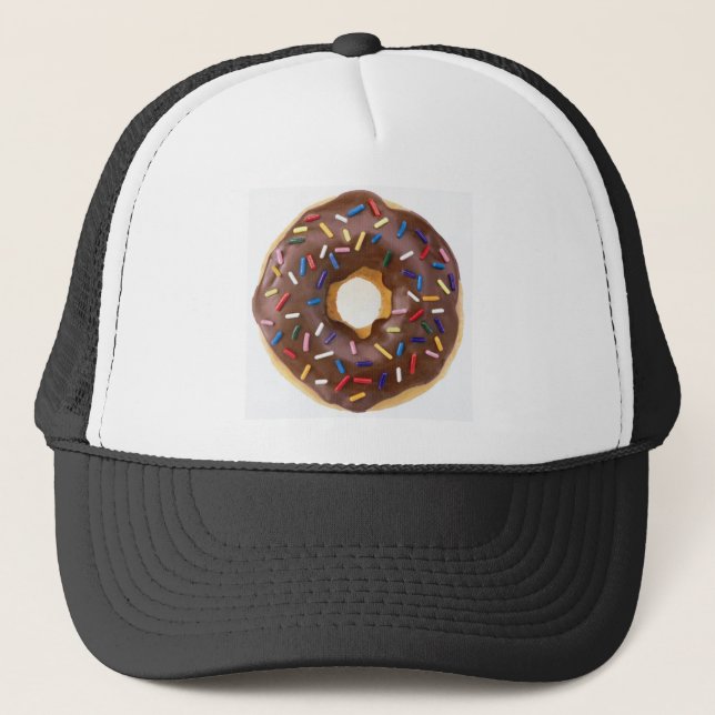 Chocolate Sprinkles Doughnut Trucker Hat (Front)