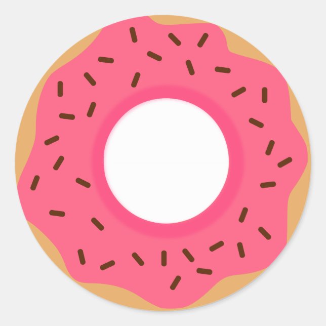 Chocolate Sprinkles Pink Doughnut Classic Round Sticker (Front)