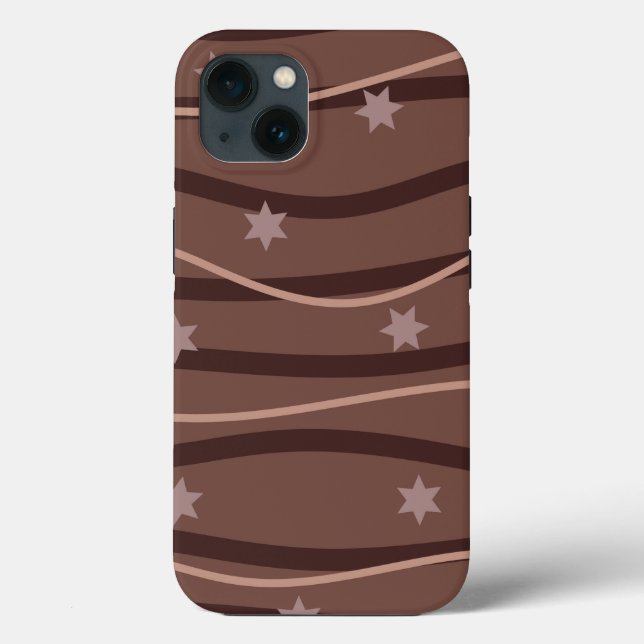 Chocolate Stars and Striped Pattern Case-Mate iPhone Case (Back)