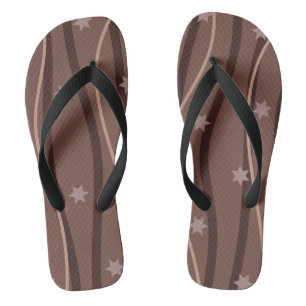 Chocolate Stars and Striped Pattern Flip Flops