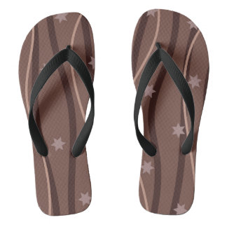 Chocolate Stars and Striped Pattern Flip Flops