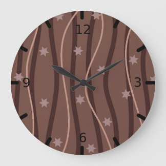 Chocolate Stars and Striped Pattern Large Clock