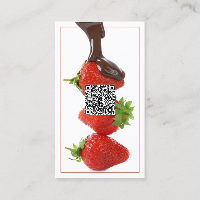 Chocolate Strawberries Custom QR Business Card (Front)