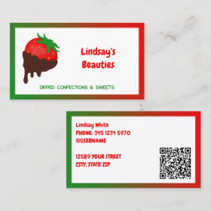 🍓 Chocolate Strawberries Custom QR Business Card