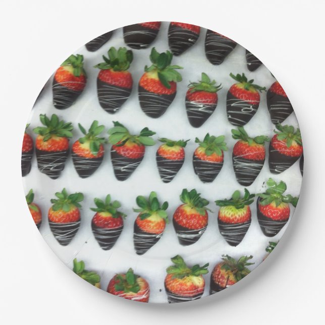 Chocolate Strawberries Paper Plate (Front)