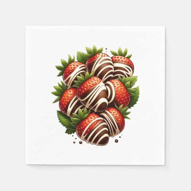 Chocolate Strawberries Strawberry Dessert Party Napkin (Front)
