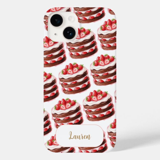 Chocolate Strawberry Cakes Fun Foodie Custom name  Case-Mate iPhone Case (Back)