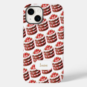 Chocolate Strawberry Cakes Fun Foodie Custom name  iPhone 14 Case