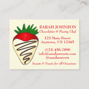 Chocolate Strawberry Chocolatier Pastry Chef Food Business Card