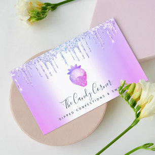 Chocolate Strawberry Confection Purple Drips Business Card