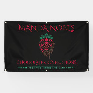 chocolate strawberry doodle drawing banner