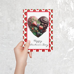 Chocolate Strawberry Heart Valentine's day   Card