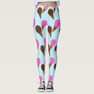 Chocolate & Strawberry Ice Cream Cones Blue Lounge Leggings