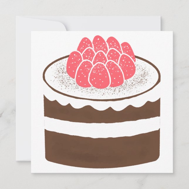 Chocolate Strawberry Layer Cake Gift Invitation (Front)