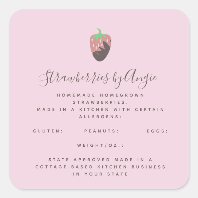 Chocolate Strawberry Pink Food Business   Square Sticker (Front)