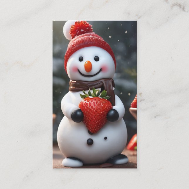 chocolate strawberry snowman business card (Front)