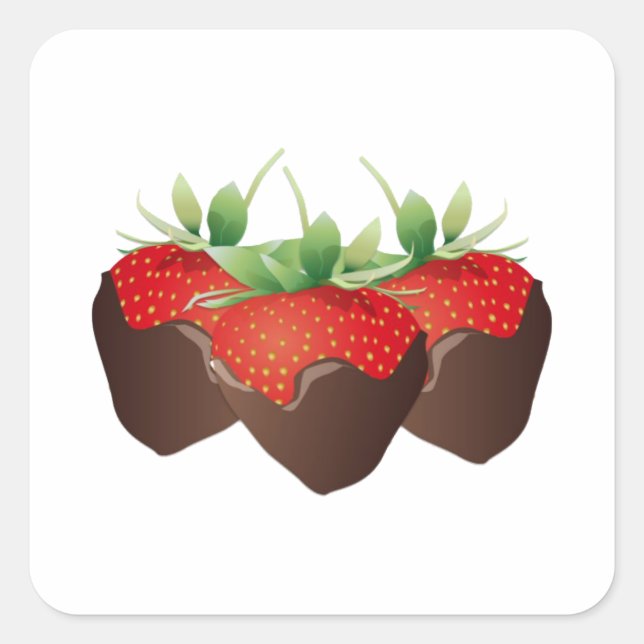Chocolate Strawberry Square Sticker (Front)