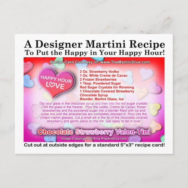 Chocolate Strawberry Valentine's Day Martini Card (Front)