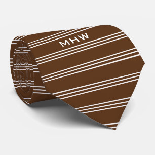 Chocolate Stripes custom monogram tie