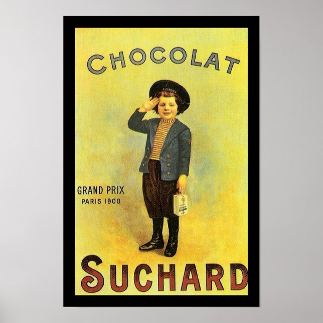 Chocolate Suchard 3 Vintage Ad with Boy Poster (Front)