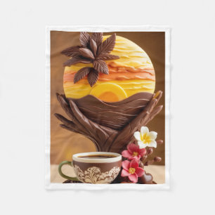 Chocolate Sunset and Coffee Art Fleece Blanket