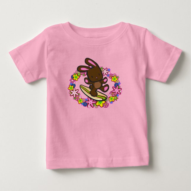 Chocolate Surfing Bunny Infant T-Shirts (Front)