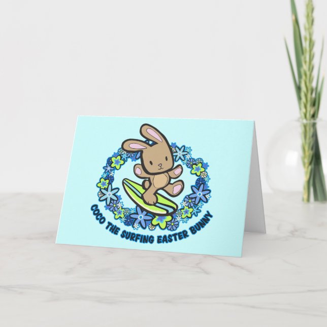 Chocolate Surfing  Easter Bunny Cards (Front)