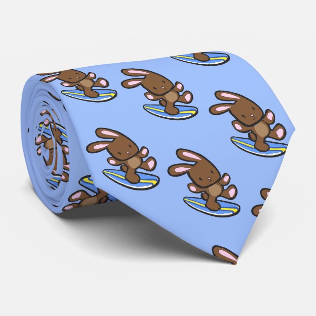 Chocolate Surfing Easter Bunny Hawaiian Tie (Rolled)
