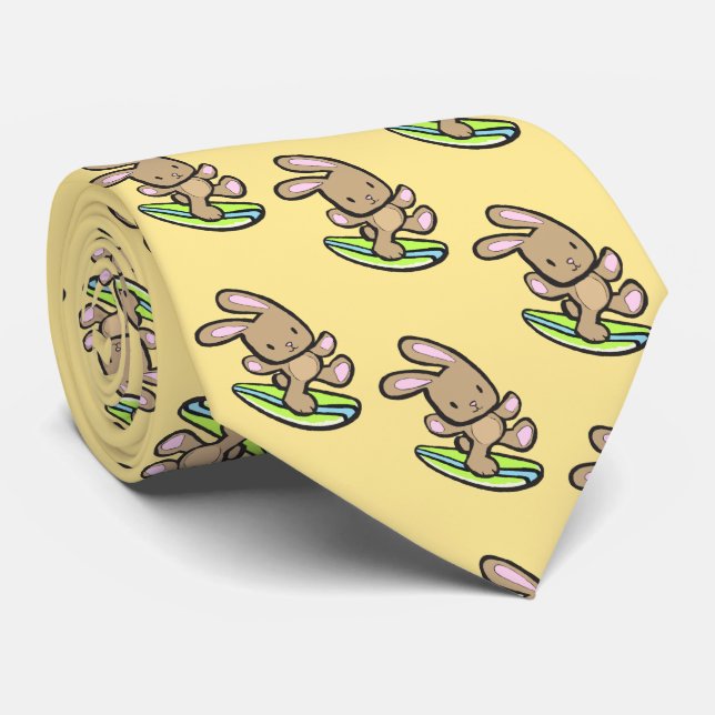 Chocolate Surfing Easter Bunny Hawaiian Tie (Rolled)