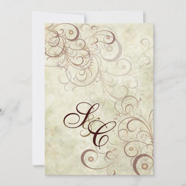 Chocolate swirls/faux marble Wedding Invitations (Front)