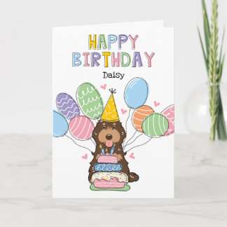 Chocolate Tan Cockapoo Cavapoo Dog Happy Birthday Card