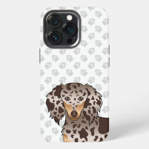 Chocolate & Tan Dapple Long Hair Dachshund & Paws iPhone 13 Pro Case