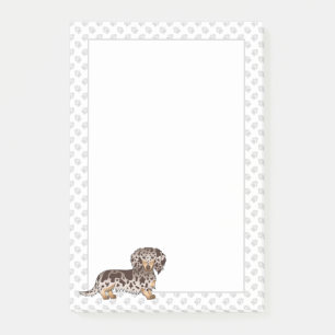 Chocolate & Tan Dapple Long Hair Dachshund & Paws Post-it Notes