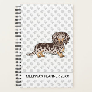 Chocolate & Tan Dapple Long Hair Dachshund & Text Planner