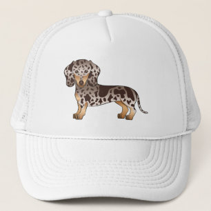 Chocolate & Tan Dapple Short Hair Dachshund Design Trucker Hat