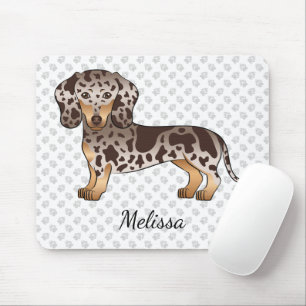 Chocolate & Tan Dapple Short Hair Dachshund & Name Mouse Mat