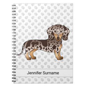 Chocolate & Tan Dapple Short Hair Dachshund & Name Notebook