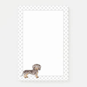 Chocolate & Tan Dapple Short Hair Dachshund & Paws Post-it Notes