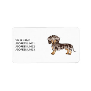 Chocolate & Tan Dapple Short Hair Dachshund & Text Label
