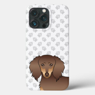 Chocolate & Tan Long Hair Dachshund Head & Paws iPhone 13 Pro Case