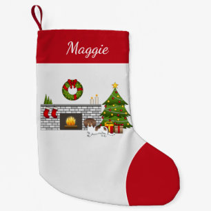 Chocolate & Tan Pied Long Hair Dachshund Christmas Small Christmas Stocking