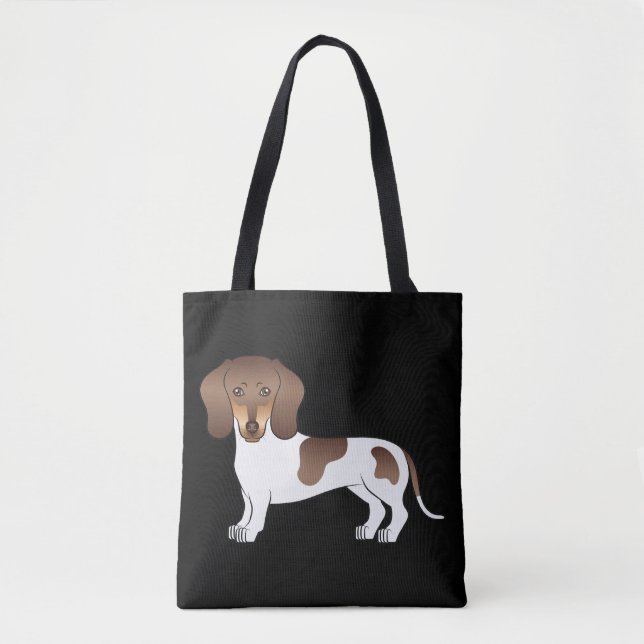 Chocolate & Tan Pied Short Hair Dachshund - Black Tote Bag (Front)