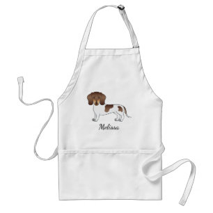 Chocolate & Tan Pied Short Hair Dachshund & Name Standard Apron