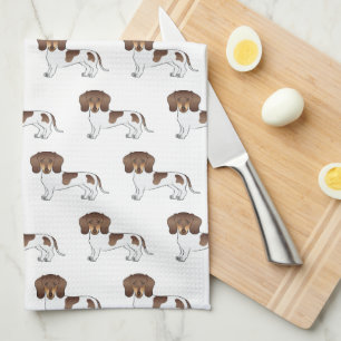 Chocolate & Tan Pied Short Hair Dachshund Pattern Tea Towel