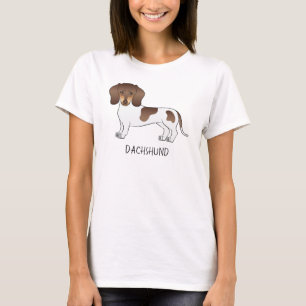 Chocolate & Tan Pied Short Hair Dachshund & Text T-Shirt