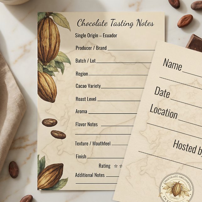 Chocolate Tasting Notes Professional Format Card (Creator Uploaded)